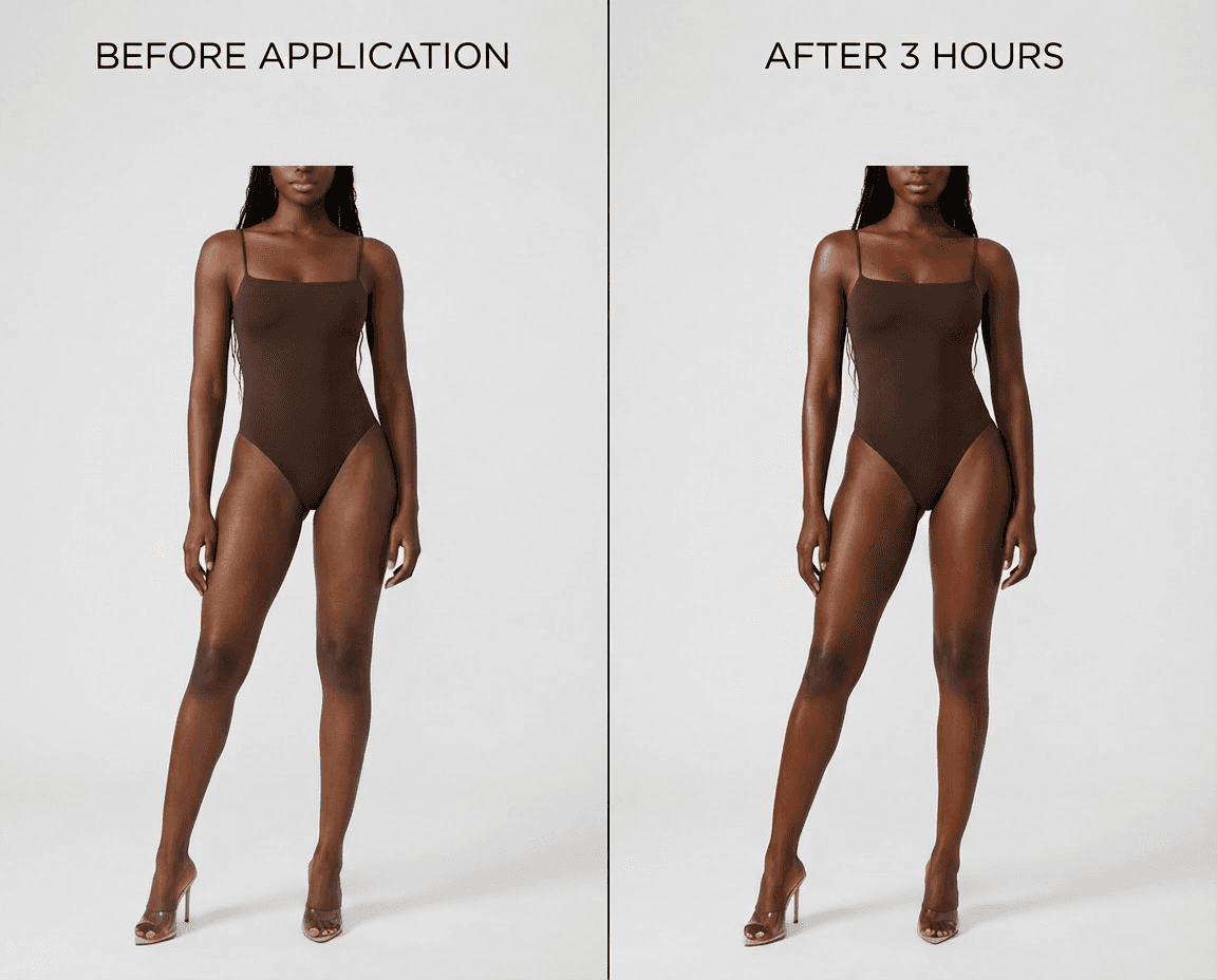 Model with glowing skin preparation